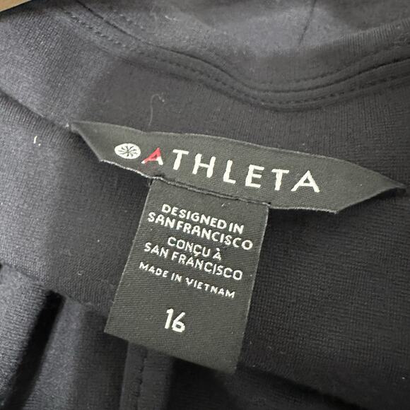 Athleta Eastbound Blazer Women Size 16 Black Travel Jacket Knit Minimalist Knit - Picture 9 of 13